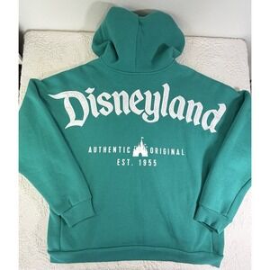 Disney Parks Exclusive DISNEYLAND Logo Zip Up Hoodie Teal Green Size Large NICE